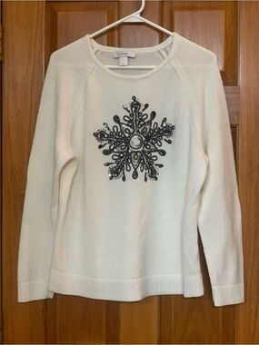 CJ Banks Embellished Snowflake Holliday Christmas Sweater